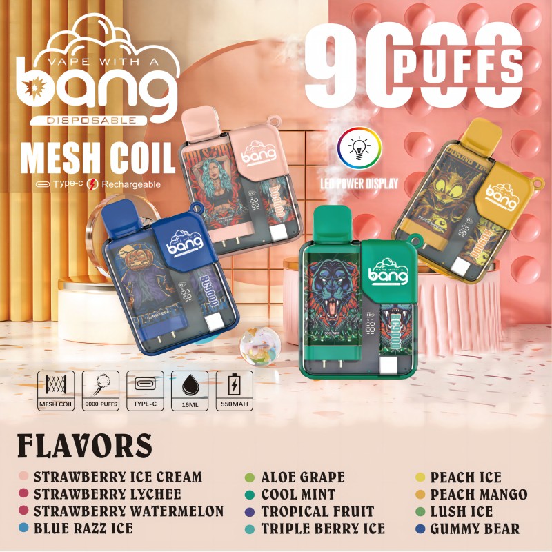 2024 Hot Selling Bang 9000puffs Prefilled 16ml Disposable Vape Factory Wholesale