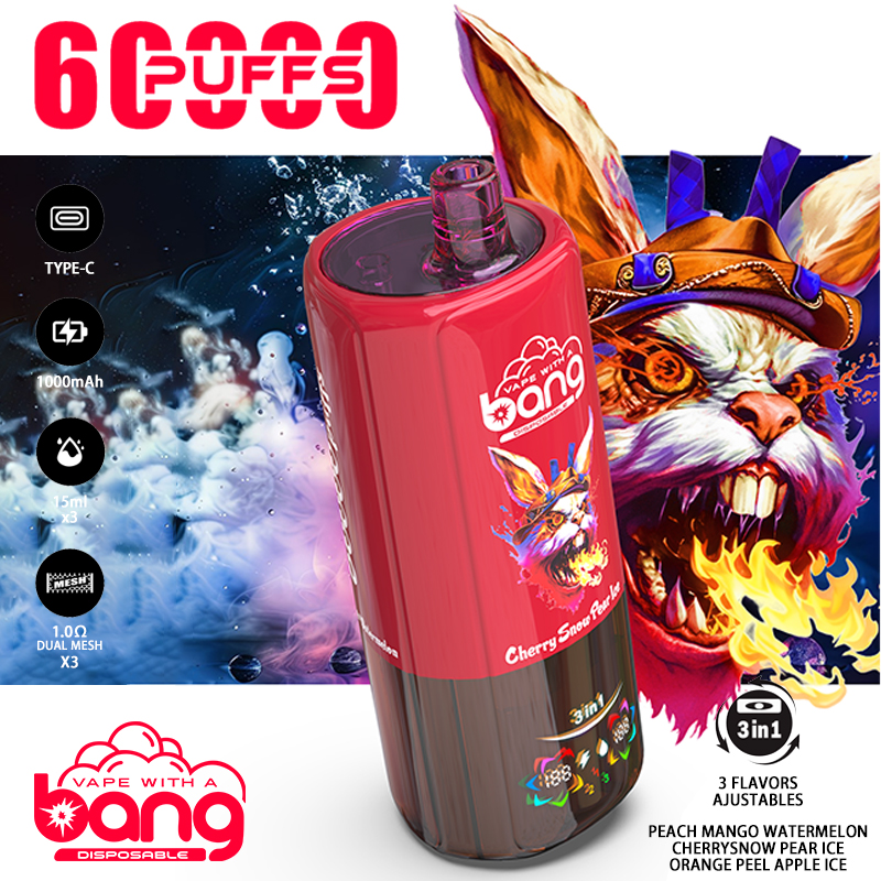 New Style Bang Triple 60000 Puffs 3-in-1 Disposable Vape 60k Triple Flavor Adjustable E Cigarette Wholesale Price