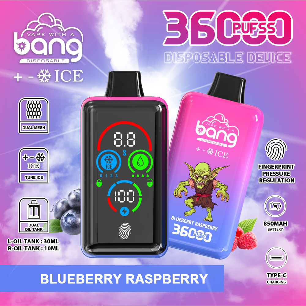 High Quality Vape Bang Ice 36K 36000 Puff E-Cigarette Vape Smart Full Screen Vaper Fingerprint Pressure Regulation