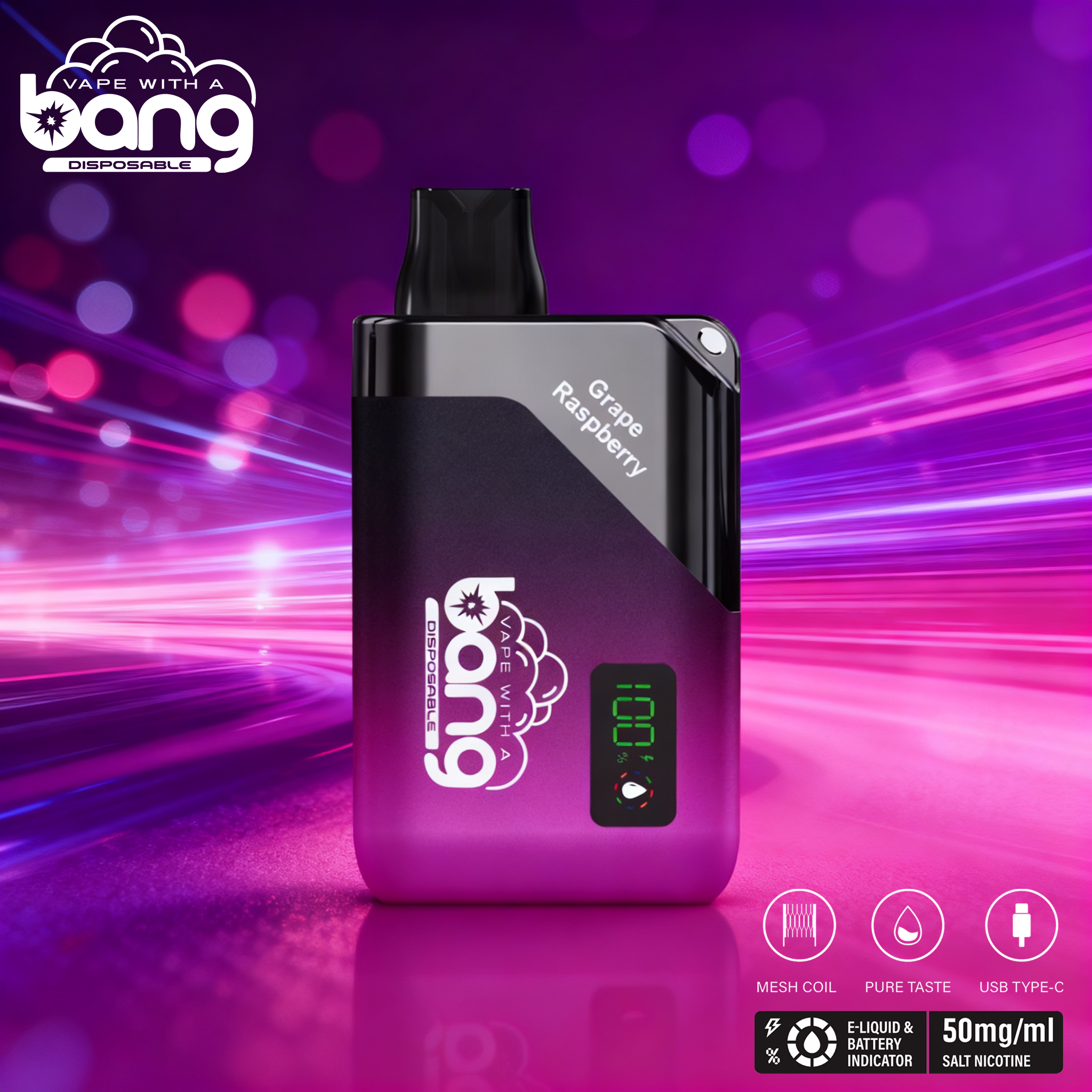 Original Bang Vape 20K Disposable Ecigarettes Smoking 20000 Puff Vaper Mesh Coil E Hookah Charger Digital Display