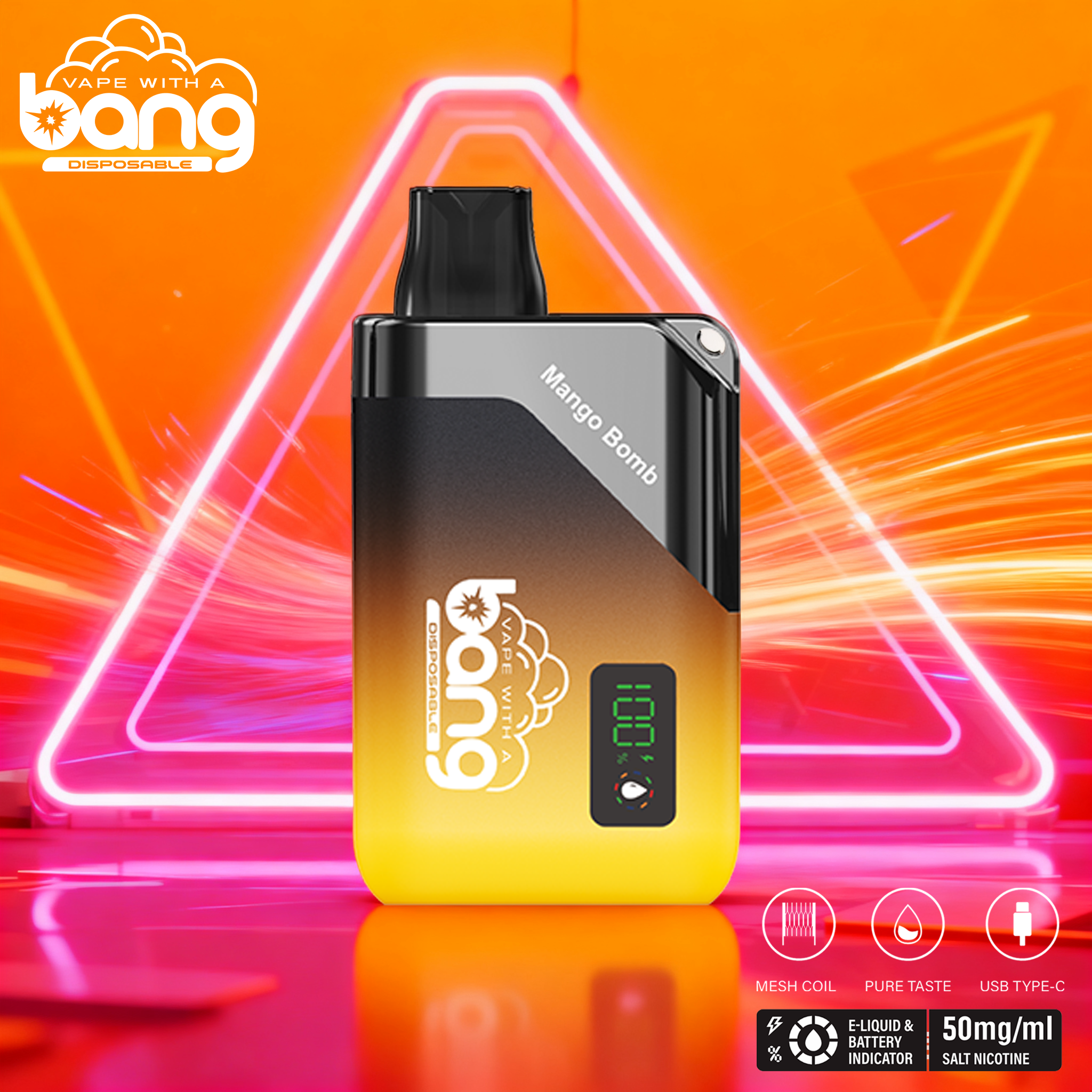 Original Bang Vape 20K Disposable Ecigarettes Smoking 20000 Puff Vaper Mesh Coil E Hookah Charger Digital Display